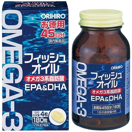 Viên uống dầu cá Omega-3 hỗ trợ tim mạch Orihiro 180 viên